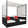 vidaXL Cama de jard&iacute;n con toldo rat&aacute;n sint&eacute;tico negro 190x130 cm