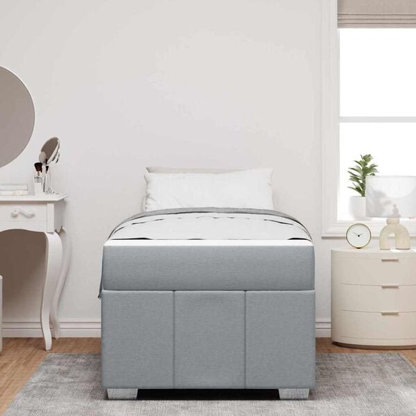 vidaXL Estructura de cama con colch&oacute;n Gris Claro 90 x 190 cm tela