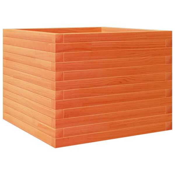 vidaXL Jardinera de madera maciza de pino marr&oacute;n cera 60x60x45,5 cm
