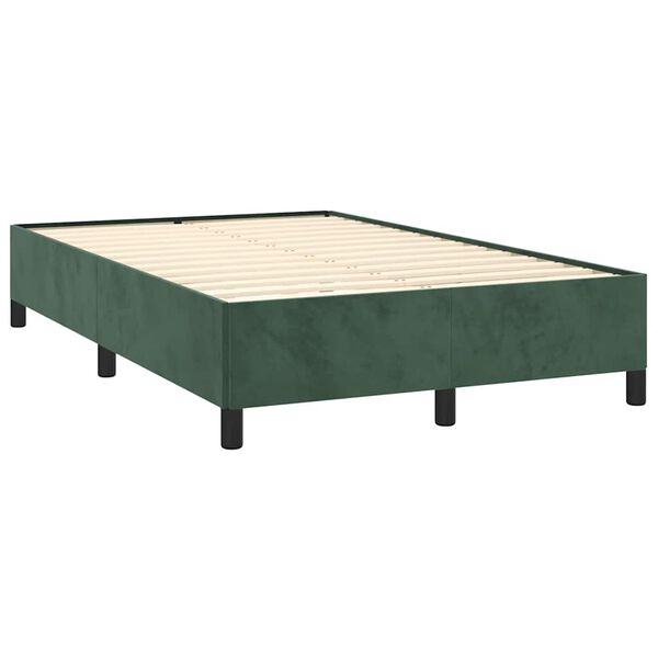 vidaXL Cama box spring con colch&oacute;n terciopelo verde oscuro 120x190 cm