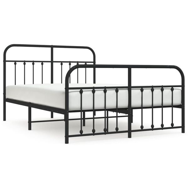 vidaXL Estructura cama sin colch&oacute;n con estribo metal negro 140x200 cm