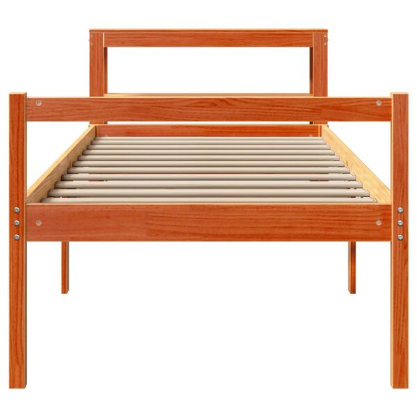 vidaXL Estructura cama con cabecero madera pino marr&oacute;n cera 90x200 cm