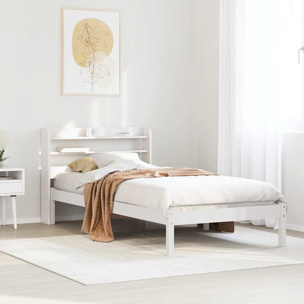 vidaXL Estructura de cama sin colch&oacute;n madera maciza blanca 75x190 cm
