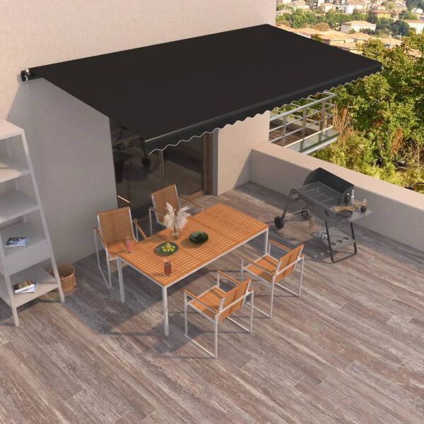 vidaXL Toldo retr&aacute;ctil manual gris antracita 600x350 cm