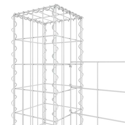 vidaXL Cesta de gaviones forma de U 8 postes de hierro 860x20x150 cm