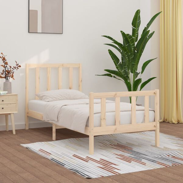 vidaXL Estructura de cama madera maciza 90x200 cm