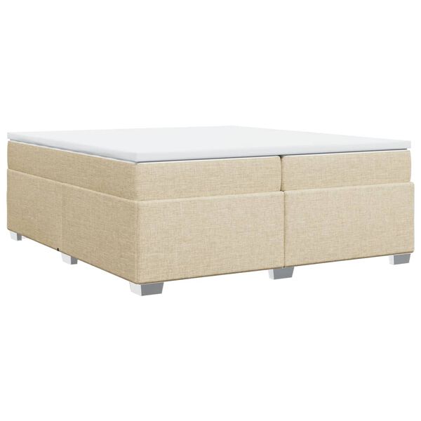 vidaXL Cama box spring con colch&oacute;n tela color crema 200x200 cm