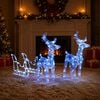 vidaXL Reno y trineo adorno navide&ntilde;o 160 LEDs acr&iacute;lico 130 cm