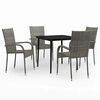 vidaXL Juego de comedor para jard&iacute;n 5 piezas con cojines gris y negro