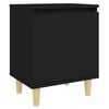 vidaXL Mesita de noche con patas de madera maciza negra 40x30x50 cm