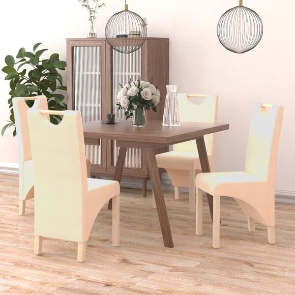 vidaXL Sillas de comedor 4 unidades tela color crema