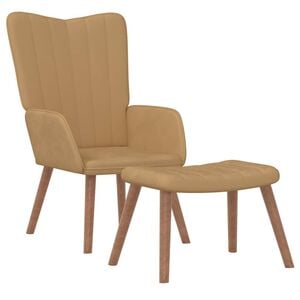 vidaXL Sill&oacute;n de relax con taburete terciopelo marr&oacute;n