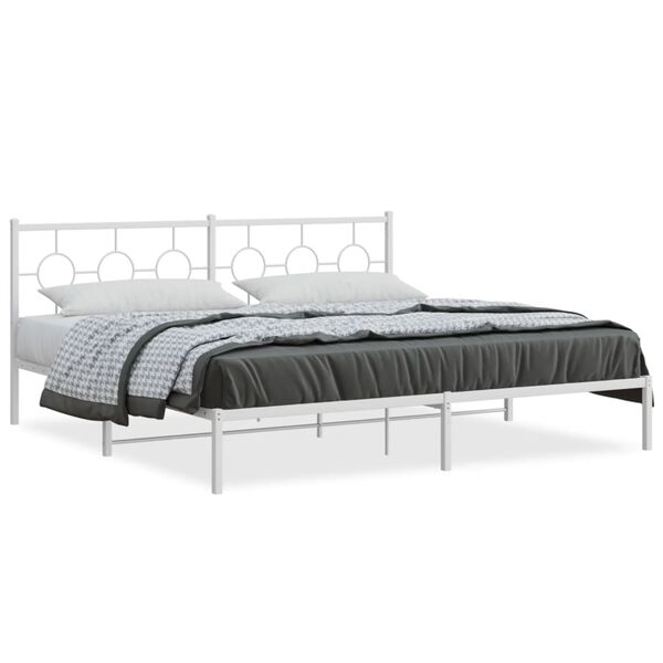 vidaXL Estructura cama sin colch&oacute;n con cabecero metal blanco 200x200cm