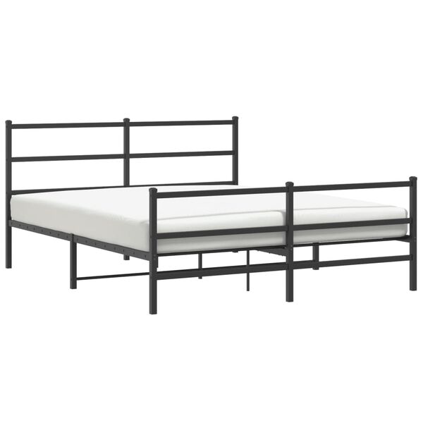 vidaXL Estructura cama sin colch&oacute;n con estribo metal negro 160x200 cm