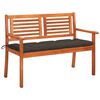 vidaXL Banco de jard&iacute;n 2 plazas madera maciza eucalipto y coj&iacute;n 120 cm