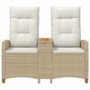 vidaXL Banco reclinable con mesa Beige y crema 126 x 65 x 112 cm