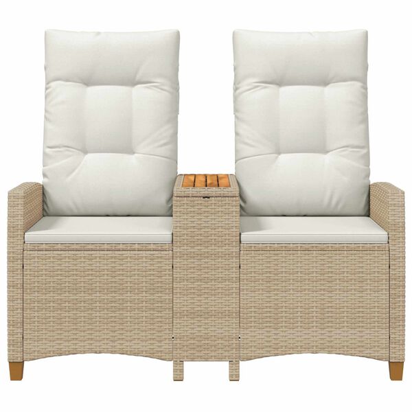 vidaXL Banco reclinable con mesa Beige y crema 126 x 65 x 112 cm