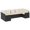 vidaXL Set de comedor de jard&iacute;n 7 pzas y cojines rat&aacute;n sint&eacute;tico negro