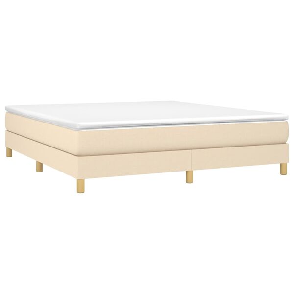vidaXL Cama box spring con colch&oacute;n tela color crema 160x200 cm