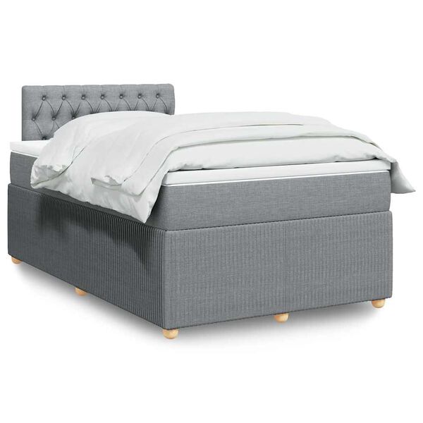 vidaXL Cama box spring con colch&oacute;n tela gris claro 120x200 cm