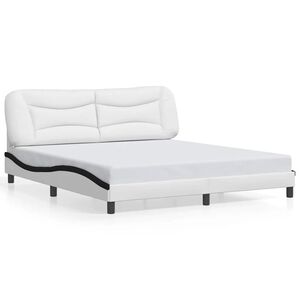 vidaXL Estructura de cama sin colch&oacute;n Hvar cuero sint&eacute;tico blanco y negro