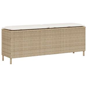 vidaXL Banco de jard&iacute;n con coj&iacute;n beige110x30x40,5 cm rat&aacute;n sint&eacute;tico