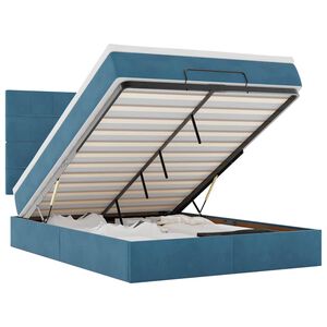 vidaXL Estructura de cama otomana con colchones azul oscuro 140x200 cm