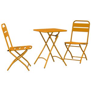 vidaXL Conjunto bistro 3 pcs Mostaza Acero