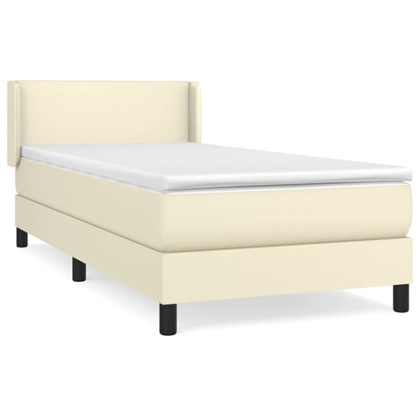 vidaXL Cama box spring con colch&oacute;n cuero sint&eacute;tico crema 90x190 cm