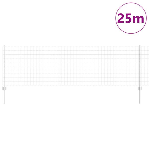 vidaXL Cerca y Poste Plateado 0,8 x 25 m Acero