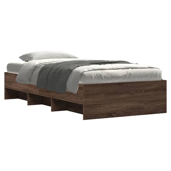 vidaXL Estructura de cama sin colch&oacute;n madera marr&oacute;n roble 100x200 cm