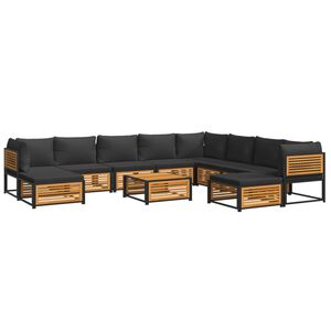 vidaXL Set de sof&aacute;s de jard&iacute;n con cojines 11 pzas madera maciza acacia