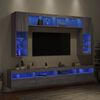 vidaXL Muebles de TV de pared con luces LED 8 piezas gris sonoma