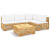 vidaXL Juego muebles de jard&iacute;n 5 piezas y cojines madera maciza teca