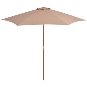 vidaXL Sombrilla de jard&iacute;n con palo de madera gris taupe 270 cm