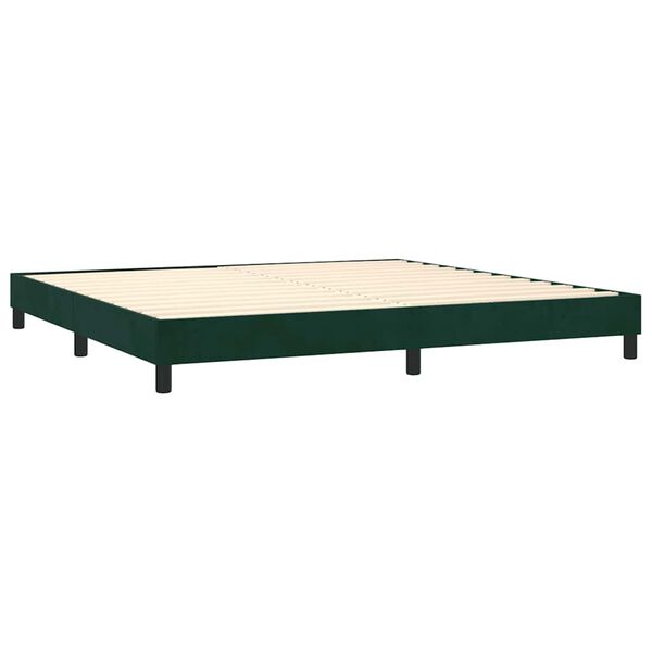 vidaXL Cama box spring con colch&oacute;n terciopelo verde oscuro 200x200 cm