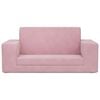 vidaXL Sof&aacute; cama para ni&ntilde;os de 2 plazas felpa suave rosa