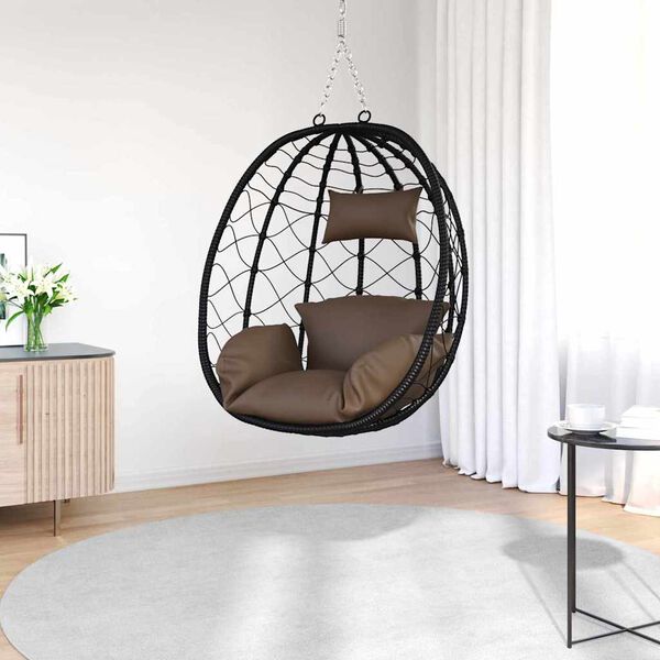 vidaXL Silla huevo colgante Caf&eacute; 91.5 x 60 x 110 cm rat&aacute;n sint&eacute;tico