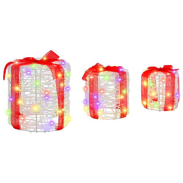 vidaXL Decoración de Caja de Regalo 3 pcs de colores 20 x 20 x 21 cm