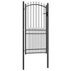 vidaXL Puerta de cerca con picos con cerradura Negro 100 x 200 cm