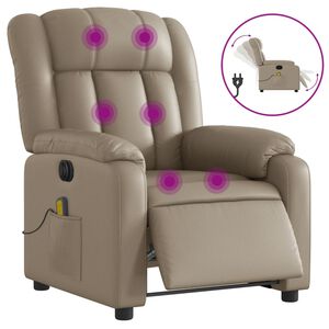 vidaXL Sill&oacute;n reclinable de masaje el&eacute;ctrico cuero sint&eacute;tico capuchino