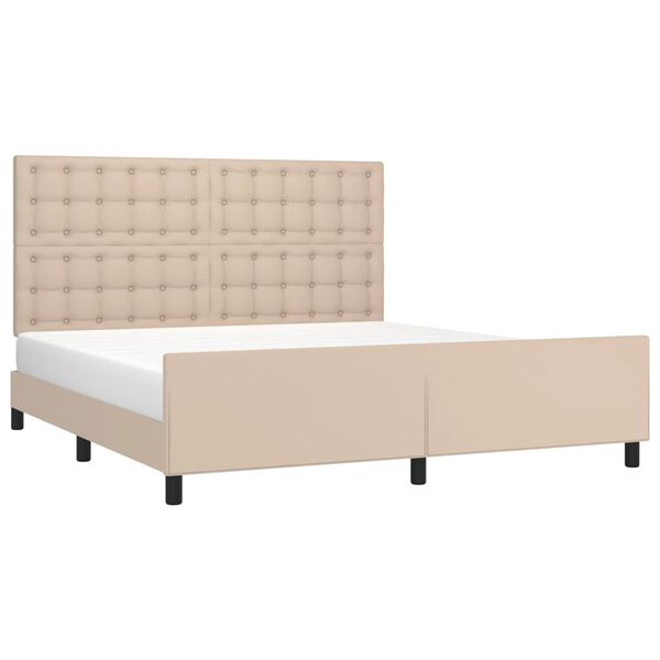 vidaXL Estructura de cama cabecero cuero sint&eacute;tico capuchino 180x200cm
