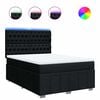 vidaXL Cama box spring con colch&oacute;n tela negro 140x190 cm