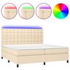 vidaXL Cama box spring colch&oacute;n y luces LED tela crema 200x200 cm