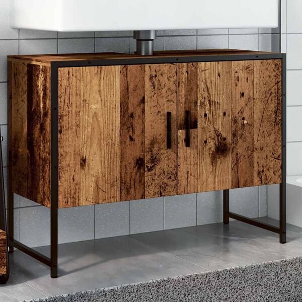 vidaXL Mueble de lavabo madera de ingeniería envejecida 80x33x60 cm