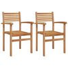 vidaXL Silla 2 uds. Marr&oacute;n Madera de teca maciza