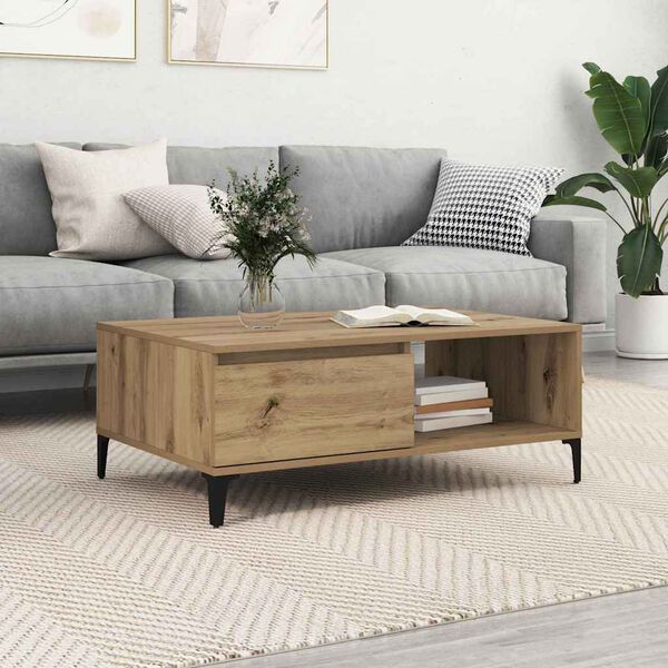 vidaXL Mesa de Café Roble artisan 90 x 60 x 35 cm Madera contrachapada