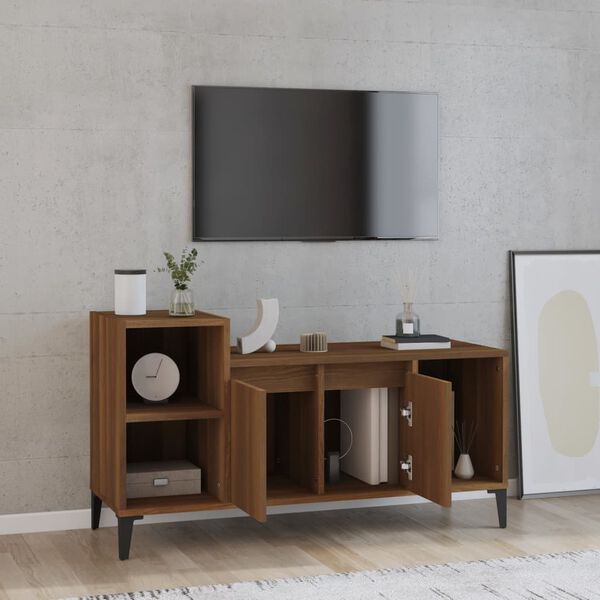 vidaXL Mueble para TV madera contrachapada marr&oacute;n roble 100x35x55 cm