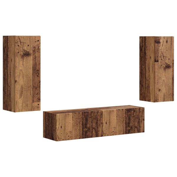 vidaXL Conjunto de mueble de TV Montaje en la pared 2 pcs Madera vieja
