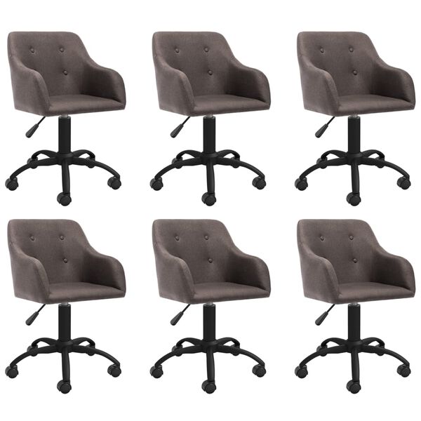 vidaXL Sillas de comedor giratorias 6 unidades tela color gris taupe